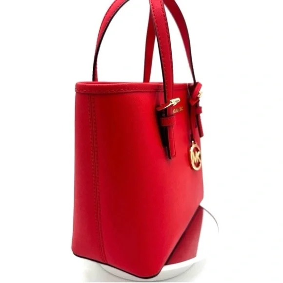 Michael Kors Jet Set Travel Extra-Small Top Zip Tote Bag Red - Picture 4 of 9
